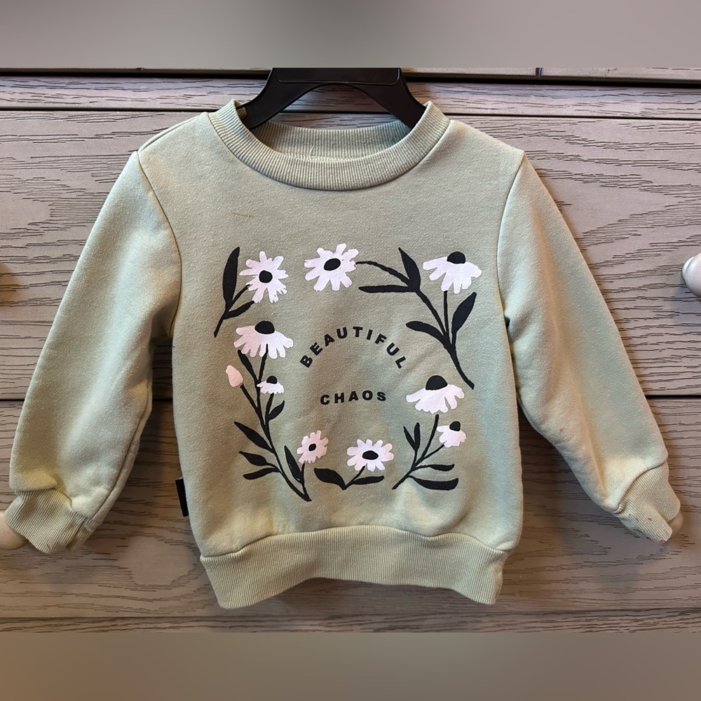 Kids 'Beautiful Chaos' Floral Sweatshirt - Sage Green